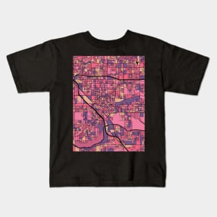 Modesto Map Pattern in Purple & Pink Kids T-Shirt